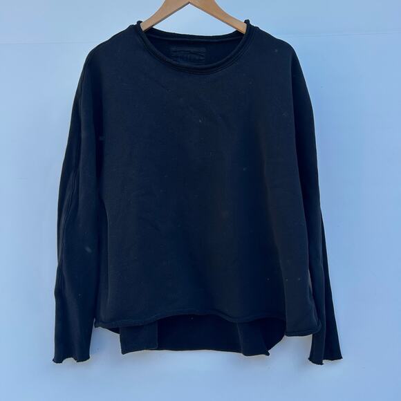 Frank & Eileen Anna Capelet Long Sleeve Triple Fleece Sweatshirt Black Medium - Picture 2 of 9